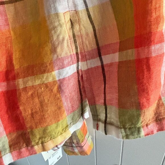 Jones New York Sport 100% Linen Fall Roll Sleeve Button Down Plaid Shirt S #C - Picture 7 of 8